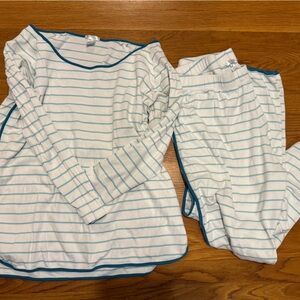 Striped White and Blue Pajama Set